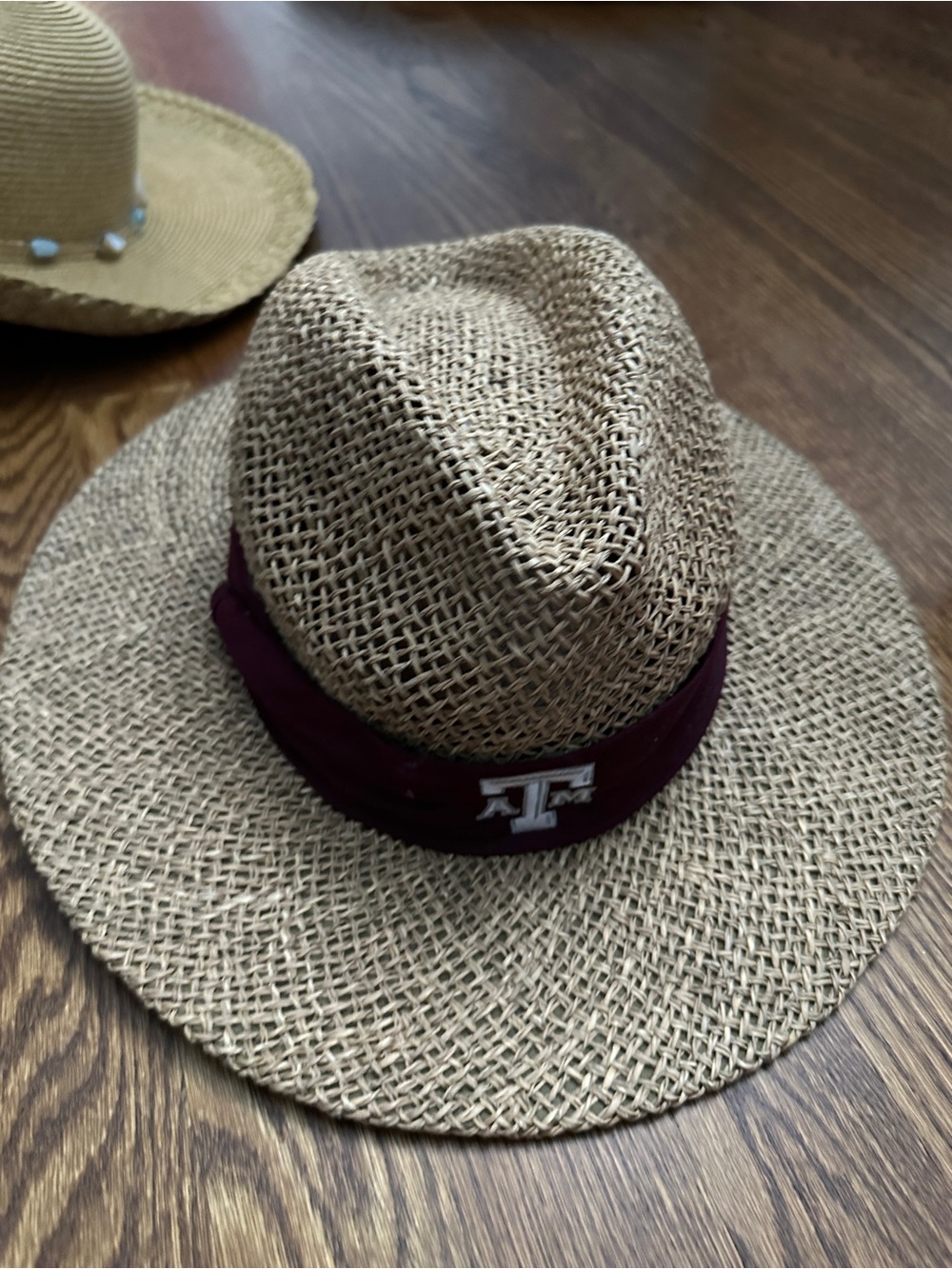 adidas Natural Straw Fedora with Maroon Band